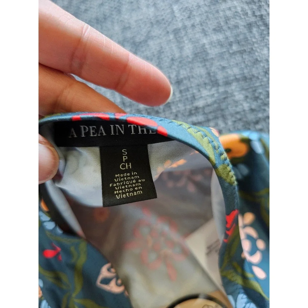 A Pea in the‎ Pod Maternity Tankini Set Small Teal Floral NWT 50+ UPF Ruched